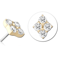14K GOLD JEWELLED ATTACHMENT TITANIUM THREADLESS PIN