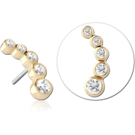 14K GOLD JEWELLED ATTACHMENT TITANIUM THREADLESS PIN