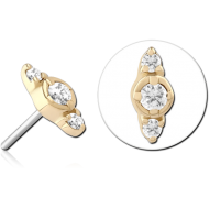 14K GOLD JEWELLED ATTACHMENT TITANIUM THREADLESS PIN