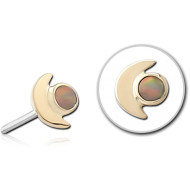 14K GOLD SYNTHETIC OPAL JEWELLED ATTACHMENT TITANIUM THREADLESS PIN