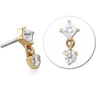 14K GOLD JEWELLED ATTACHMENT TITANIUM THREADLESS PIN PIERCING