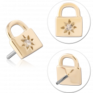 14K GOLD JEWELLED ATTACHMENT TITANIUM THREADLESS PIN