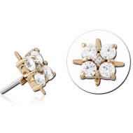 14K GOLD JEWELLED ATTACHMENT TITANIUM THREADLESS PIN