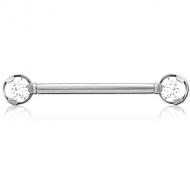 TITANIUM THREADLESS BARBELL JEWELLED NIPPLE BAR PIERCING