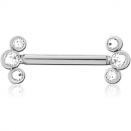 TITANIUM THREADLESS BARBELL JEWELLED NIPPLE BAR