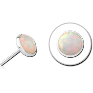 14K WHITE GOLD SYNTHETIC OPAL JEWELLED ATTACHMENT TITANIUM THREADLESS PINS