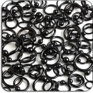 VALUE PACK OF MIX BLACKLINE AND HEMATITE SURGICAL STEEL BALL CLOSURE RINGS PIERCING