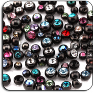 VALUE PACK OF MIX BLACKLINE SURGICAL STEEL JEWELED BALLS FOR 1.6MM PIERCING