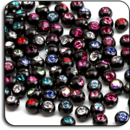 VALUE PACK OF MIX BLACKLINE SURGICAL STEEL JEWELED BALLS FOR BALL CLOSURE RING PIERCING
