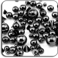 VALUE PACK OF MIX BLACKLINE SURGICAL STEEL BALLS FOR 1.6MM PIERCING