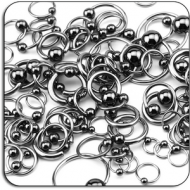 VALUE PACK OF MIX TITANIUM BALL CLOSURE RING WITH HEMATITE BALLS PIERCING