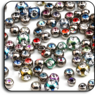 VALUE PACK OF MIX TITANIUM JEWELED BALLS FOR 1.2MM PIERCING