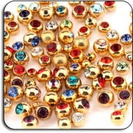 VALUE PACK OF MIX GOLD PLATED JEWELED BALLS FOR 1.6MM PIERCING