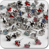 VALUE PACK OF MIX SURGICAL STEEL CRYSTALINE EAR STUDS PIERCING