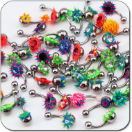 VALUE PACK OF MIX SURGICAL STEEL SILICONE SPIKEY NAVEL BANANAS 