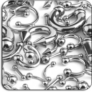 VALUE PACK OF MIX LARGE GAUGE SURGICAL STEEL BARBELLS CIRCULARS AND CURVED BARBELLS 