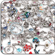 VALUE PACK OF MIX RHODIUM PLATED NAVEL BANANAS PIERCING