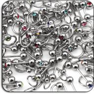 VALUE PACK OF MIX SURGICAL STEEL JEWELED SLAVE BARBELLS PIERCING