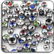 VALUE PACK OF MIX SURGICAL STEEL JEWELED BALLS FOR 1.2MM PIERCING