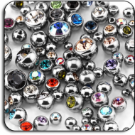 VALUE PACK OF MIX SURGICAL STEEL JEWELED BALLS FOR 1.6MM PIERCING