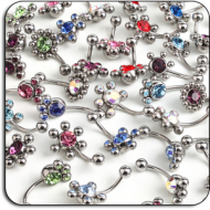 VALUE PACK OF MIX SURGICAL STEEL FANCY JEWELED NAVEL BANANAS PIERCING