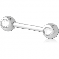 14K WHITE GOLD DOUBLE SIDE SWAROVSKI CRYSTALS JEWELLED NIPPLE BARBELL PIERCING