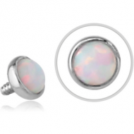 14K WHITE GOLD SYNTHETIC OPAL JEWELLED DISC FOR 1.2MM INTERNALLY THREADED PINS PIERCING