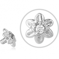 14K WHITE GOLD JEWELLED FOR 1.2MM INTERNALLY THREADED PINS - FLOWER PIERCING