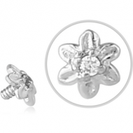 14K WHITE GOLD JEWELLED FOR 1.2MM INTERNALLY THREADED PINS - FLOWER