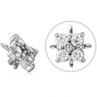 14K WHITE GOLD JEWELLED FOR 1.2MM INTERNALLY THREADED PINS - FLOWER PIERCING