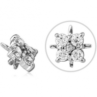 14K WHITE GOLD JEWELLED FOR 1.2MM INTERNALLY THREADED PINS - FLOWER