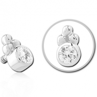 14K WHITE GOLD JEWELLED ATTACHMENT FOR 1.2MM INTERNALLY THREADED PINS PIERCING