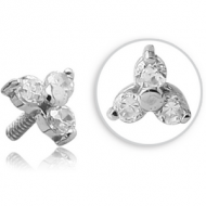 14K WHITE GOLD JEWELLED PUSH FIT ATTACHMENT FOR BIOFLEX INTERNAL LABRET PIERCING