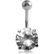 18K WHITE GOLD JEWELLED FASHION NAVEL BANANA WITH PLAIN HOLLOW TOP BALL