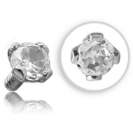18K WHITE GOLD PRONG SET DIAMOND ATTACHMENT FOR 1.2MM INTERNALLY THREADED PINS PIERCING