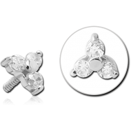 18K WHITE GOLD CLUB JEWELLED ATTACHMENT FOR 1.2MM INTERNALLY THREADED PINS PIERCING
