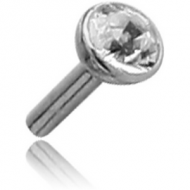 18K WHITE GOLD BEZEL SET SWAROVSKI CRYSTAL JEWELLED PUSH FIT ATTACHMENT FOR BIOFLEX INTERNAL LABRET PIERCING