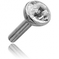 18K WHITE GOLD BEZEL SET SWAROVSKI CRYSTAL JEWELLED PUSH FIT ATTACHMENT FOR BIOFLEX INTERNAL LABRET