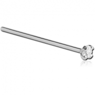 18K WHITE GOLD STRAIGHT NOSE STUD WITH 2MM PRONG SET DIAMOND PIERCING