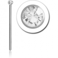 18K WHITE GOLD 3 MM BEZEL SET SWAROVSKI CRYSTAL JEWELLED STRAIGHT NOSE STUD