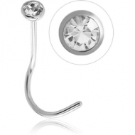 18K WHITE GOLD CURVED GOLD NOSE STUD WITH 1.8 MM BEZEL SET DIAMOND PIERCING