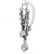 BIOFLEX VERTICAL HOOD BANANAS WITH SURGICAL STEEL CHARMS - CAN BE CUT TO SIZE PIERCING