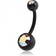 BIOFLEX JEWELLED NAVEL BANANA WITH JEWELLED BLACK PVD BALL PIERCING