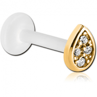 BIOFLEX INTERNAL LABRET WITH GOLD PVD COATED SURGICAL STEEL JEWELLED ATTACHMENT PIERCING