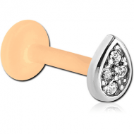 BIOFLEX INTERNAL LABRET WITH JEWELLED SURGICAL STEEL ATTACHMENT -TRIPLE JEWELLED