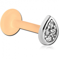 BIOFLEX INTERNAL LABRET WITH JEWELLED SURGICAL STEEL ATTACHMENT -TRIPLE JEWELLED PIERCING