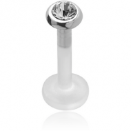 BIOFLEX INTERNAL LABRET WITH SILVER JEWELLED ATTACHMENT