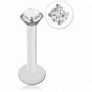 BIOFLEX INTERNAL LABRET WITH SILVER JEWELLED ATTACHMENT PIERCING