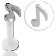 BIOFLEX INTERNAL LABRET WITH SURGICAL STEEL ATTACHMENT - MUSICAL NOTE