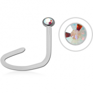 BIOFLEX INTERNAL CURVED NOSE STUD WITH TITANIUM JEWELLED DISC PIERCING